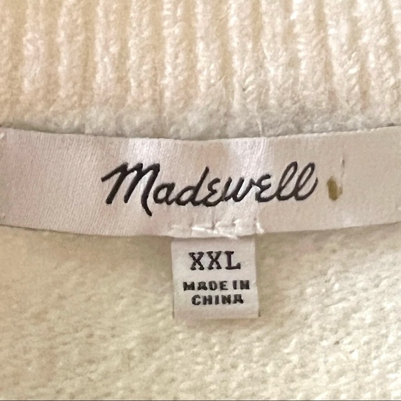 Madewell Dashwood Ivory Bobble V Neck Puff Sleeve Wool Blend Sweater - Picture 13 of 13